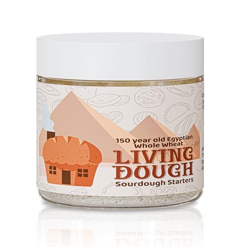 Image of Living Dough - 150 Year Old Egyptian Whole Wheat Sourdough Starter Culture - Active & Live Organic Sourdough Starter for Baking - For Artisan Bread, Pizza Dough, Waffles & More