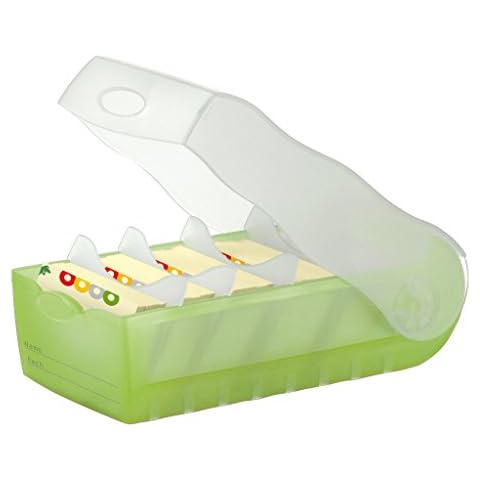 HAN Lernkarteibox CROCO, einfach Vokabeln lernen mit 5-Fächer-Lernsystem, DIN A8 Karteikasten für 500 Karten, inkl. 5 Stützplatten + 100 Lernkarten, Karteibox, Lernbox, 998-603, transluzent / grün Cover
