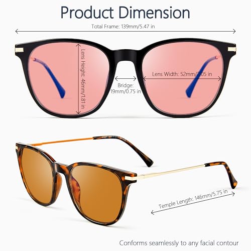 Image of Fluorescent-41 Pink Tinted Blue Light Blocking Glasses for Migraine, Light Sensitivity, Photophobia JF5002