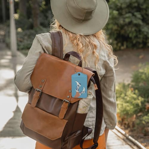 Western Luggage Tag, Preppy Blue Cowgirl Boots Luggage Tags for Suitcases, Teen Girls Cowgirl Gifts, Privacy Protection PU Leather Travel Name Tags Identifiers for Luggage2