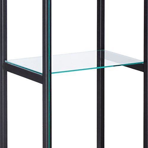 4-Shelf Glass Curio Cabinet Black and Clear - Thumbnail 2