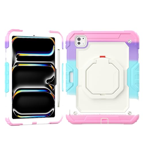 Coque robuste iPad Pro 11 rotative rose avec protection écran intégrée