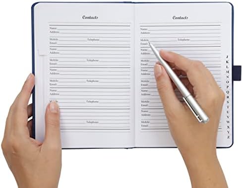 a to z Telephone Address Book A-Z Index Hard Back Cover Plus Pen A5 Addresses Book Home Office Work (Navy)