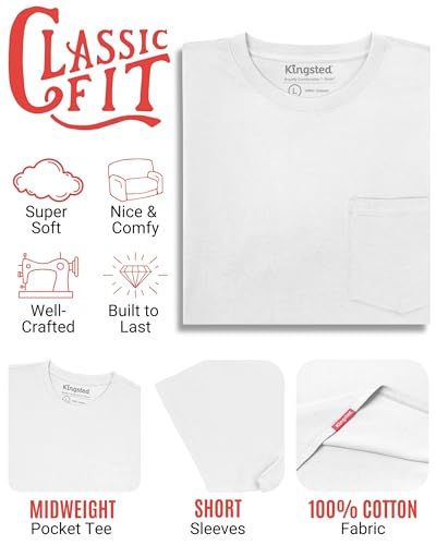 Image of Kingsted Pocket T-Shirts for Men - Super Soft & Comfy 100% Cotton Shirts | Short-Sleeve Crewneck Pocket Tee Shirts - Classic Regular Fit Work Shirt - Built to Last Midweight Cotton T-Shirts for Men