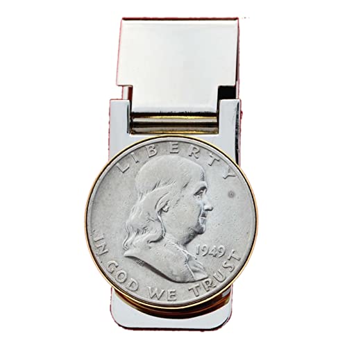 US 1949 Franklin Half Dollar 90% Silver Coin Hinged Money Clip NEW