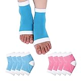 Jaciya 4 Pairs Moisturizing Silicone Gel Heel Socks for Dry Hard Cracked Skin Open Toe Comfy Recovery Socks Day Night Care 5''x2.83''
