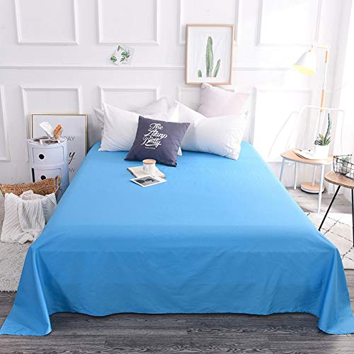 LOOMS & LEAVES 100% SOFT BRUSHED COTTON THERMAL FLANNELETTE FLAT SHEETS IN (BLUE, SINGLE) — image 1