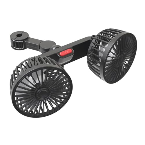 Ventilador de coche - 5V 2A doble cabeza giratoria de 360 grados | Eléctrico de refrigeración coche reposacabezas ventilador de aire - para acampar al aire libre conducción camión SUV coche asiento