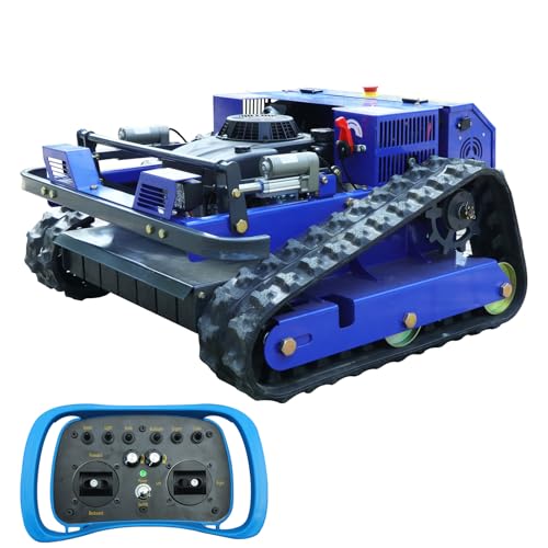 Remote Control Lawn Mower,4WD Oil-Electric Hybrid Crawler Track Mower,1.1-5.9 Inch Cutting Height Professional Landscape and Estate Mower for 100% Slope(45°) Large Turf Grass Cutting