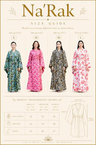 Image of Na'Rak Women's Kimono Robe, Full-Wrap Yukata Style Long Soft Loungewear Luxury Dressing Gown