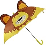 Ebros Gift Pack of 2 Children Kids Animated Colorful Pop Up Umbrella 33' Diameter Animal Themed Umbrellas with 3D Ears Or Eyes Fun Child Friendly Playing in The Rain (Yellow King of The Jungle Lion)