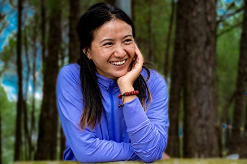 Red Tibetan Mala Embedded Medicine Wrist Mala for Meditation Handmade Draw String Silk Pouch Natural Himalaya Yak Bone Prayer Beads Yoga Healing for Meditation2