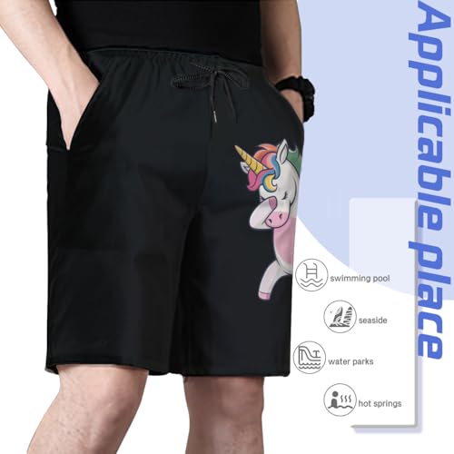 Dabbing Unicorn Dab Pose Mens Swim Trunks Boys Quick Dry Board Shorts with Mesh Lining4