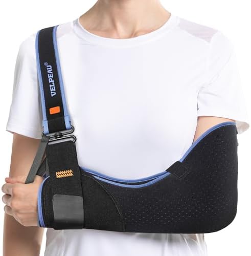 Velpeau Medical Arm Sling Shoulder Immobilizer for Women and Men, Black XL