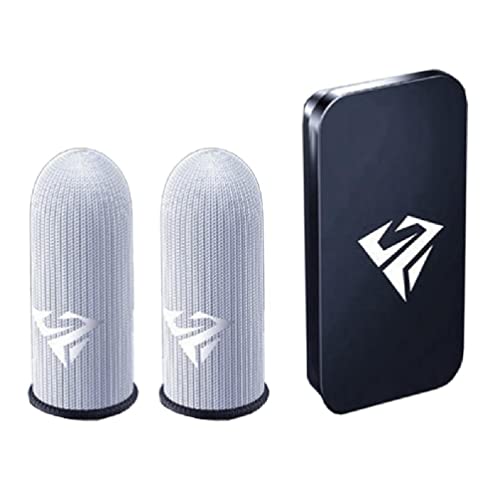 Gaming Finger Sleeves for Mobile Gaming 0.25mm Glass Silver Fiber Seamless Thumb Fingertip Cover for PUBG/COD/LOL/ROS 0.25mm Ultra-Slim Silver Fiber Mobile Phone Seamless Thumb Fingertip Cover for