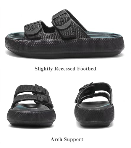 Image of Haifago Cloud Slide Sandals for Women Comfort Recovery Pillow Sandal, Lightweight House Bathroom Shower Slippers Adjustable Double Buckle Platform Slide