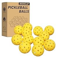 BOOMCLAP Outdoor Pickleball-Bälle, ein Set mit 12 Pickleballs, erfüllt USAPA-Anforderungen, gute Balance, Sprungstabil, zuverlässig, langlebig - Gelb