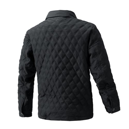 Men's Quilted Shirt Jackets Casual Long Sleeve Snap Button Down Shirts Diamond Quilted Shirt Jacket for Men Pockets2