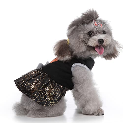 XIAOYU Halloween Dog Dresses Skirt Pumpkin Spider Pet Clothes Costume for Puppy Cats Cosplay(L), Black, Large - Image 3