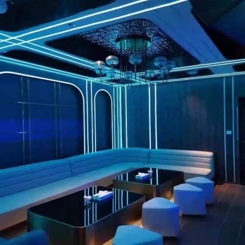 Image of YM E-Bright Led Neon Strip Lights 12V Rope Silicone Indoor Outdoor 16.4Ft 600SMD Waterproof Flexible for Signboard Bar Home Kitchen Bedroom Party Holiday Art Decoration, Ice Blue(No Power Adapter)