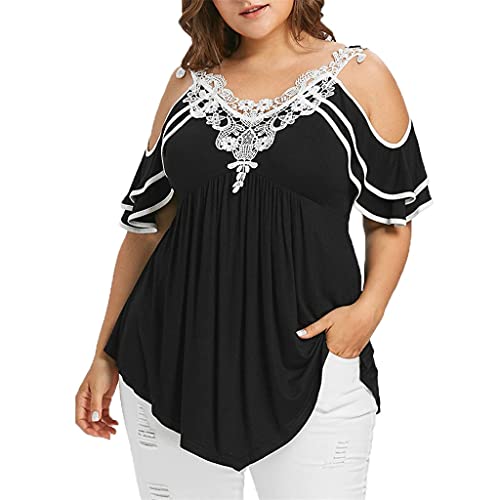 Blouse grande taille en dentelle à plusieurs niveaux pour femme