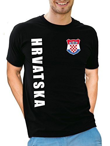 Kroatien WM-2026 T-Shirt mit Wunschname & Nummer Herren Trikot Hrvatska Fanshirt Fussball Schwarz XL