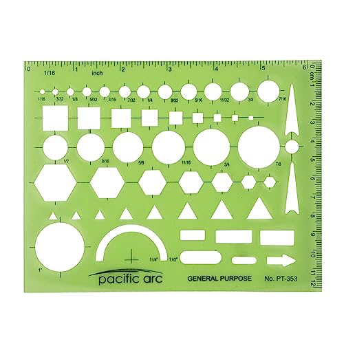 Image of Pacific Arc - General Purpose Template - Drawing Aid Stencil for Professional or School Work - Size 3.87 x 6.5 inch