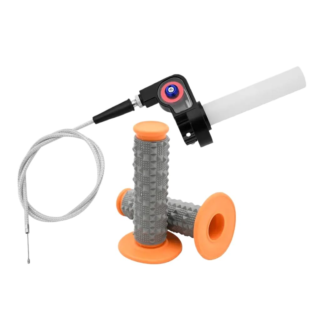 Poignée de poignée de gaz à Torse Rapide de 22 mm pour Moto à vélo de saleté de 980 mm Compatible avec Le Guidon Standard(Orange Kit)