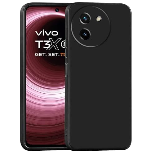 Image of Back Cover for Vivo T3x 5G | Full Camera Protection | Premium Liquid Silicon Case | Flexible Bumper Case for Vivo T3x 5G (Black)