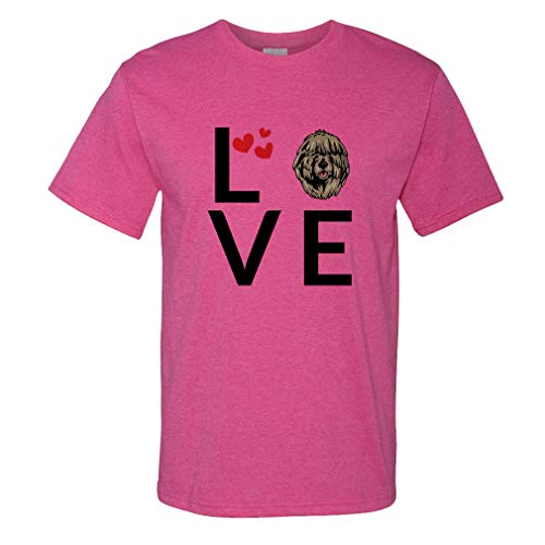 Custom Funny Graphic T Shirts for Men Love Hearts Puli Dog Cotton Top Hot Pink Design Only Large