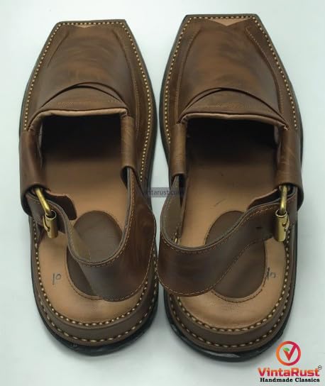 Peshawari Chappal, Men's Printed Leather Sandals, Kaptaan Chappal, Stylish Brown Leather Gents Shoes, Comfortable Shoes2