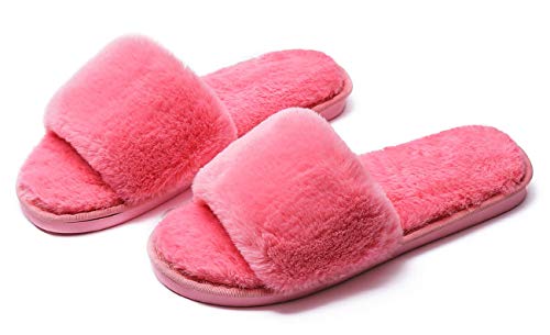 Sandales en Peluche Simple,Chaussures en Velours,Orteils de Mode chez soi,Pantoufles Spa,Pantoufles Anti-dérapage intérieur et extérieur,38-39,Watermelon Red Cover