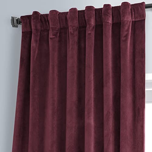 Image of HPD Half Price Drapes Signature Plush Velvet Blackout Curtains for Bedroom (1 Panel), 50W X 96L Hotel Black Out Curtains for Living Room, Thermal Insulated Blackout Curtains, Pomegranate Juice