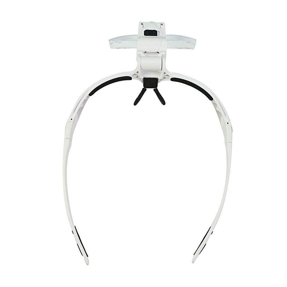 Lente d'ingrandimento dell'auricolare illuminata, con 2LED luci senza testa lente d'ingrandimento, 5 lenti rimovibili lente d'ingrandimento