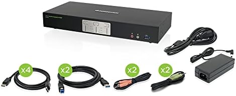 IOGEAR 2-Port Dual View DisplayPort KVMP Switch - 4K 60Hz - 2 DisplayPort In Per Channel - 2-Port USB 3.1 Hub 5Gbps - Keyboard Mouse Input - 7.1 HD Audio - Front Panel Selector - TAA Mac/Win - GCS1942
