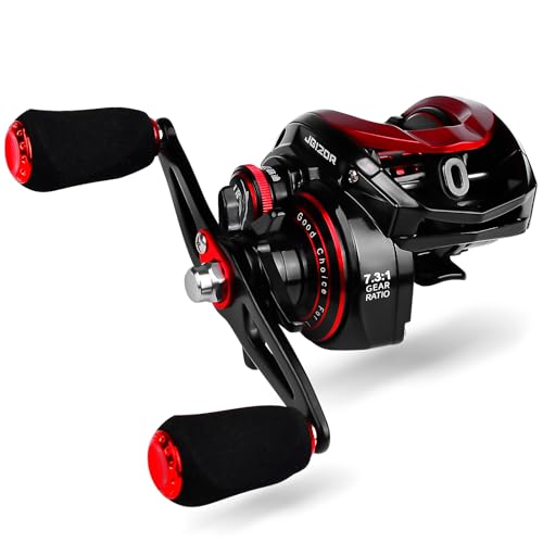 Fishing Reels Baitcaster Reel - 7.3:1 Gear Ratio Magnetic Braking System Carbon Fiber Drag Low Profile 6+1 Ball Bearings Fish Casting Baitcasting Fishing Reel