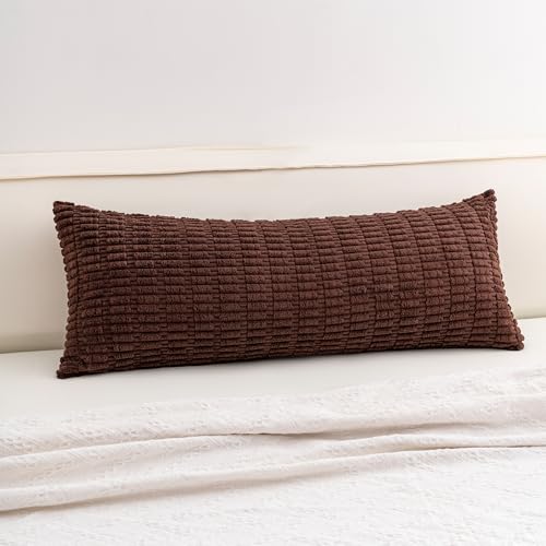 Aegero Corduroy Decorative Throw Pillow Covers 14x36 Inch Soft Striped Pillow Covers Modern Farmhouse Home Decor for Sofa Living Room Couch Bed（Dark Brown） by Aegero - Used condition - US$8.75