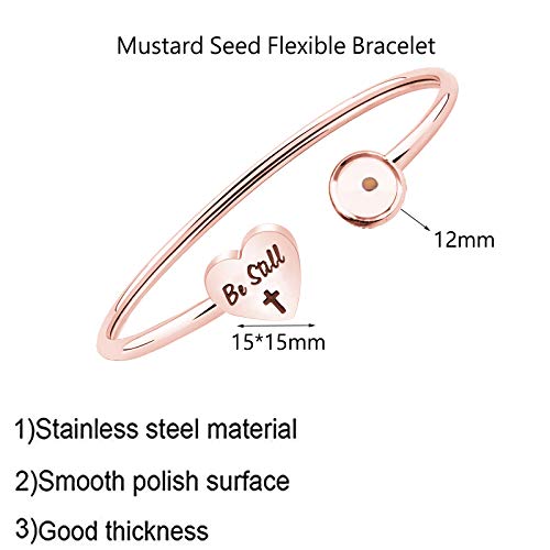 Rose Gold Inspirational Faith Bracelet Jewelry Mustard Seed Flexible Bracelets2
