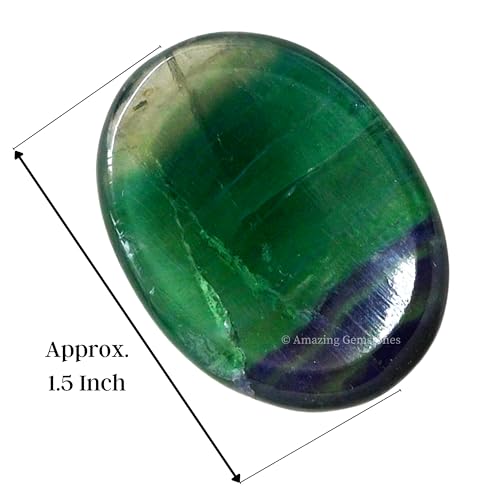Image of Amazing Gemstone Fluorite Worry Stone and Healing Crystals - Piedra Crystal Fidget for Gift, Meditation, Calming, Relaxation, Stress Relief