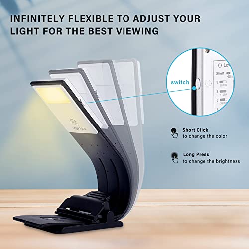 Vekkia Bookmark Book Light, Clip On Reading Lights For Books In Bed, Infinite Brightness Levels, Soft Light Easy For Eyes, Built-In Usb Cable Easy Charge. Perfect For Readers & Kids #TOP5