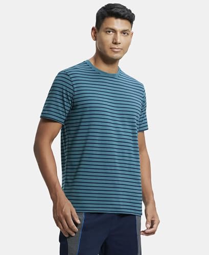 Image of Jockey 2715 Men's Super Combed Cotton Rich Striped Round Neck Half Sleeve T-Shirt
