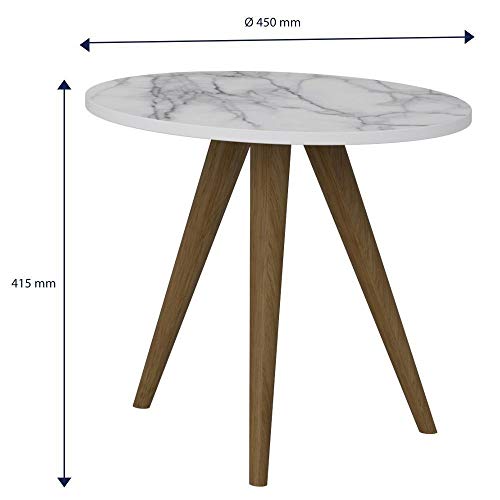 Mod Retro Mesa Circular1005 Be Life Branco/Carrara 450X415X450 mm