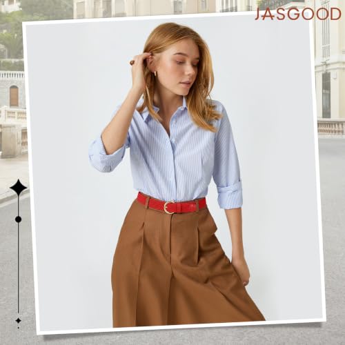 Image of JASGOOD Women Men Braided Woven Elastic Stretch Waist Belt Golf Canvas Fabric Casual Belt for Jeans Pants