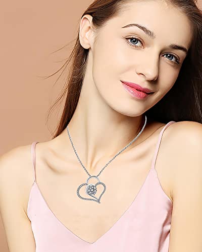 Arskro Love Heart Pendant Necklace For Women, White Gold Plated Cubic Zirconia Birthstone Necklace Cz Valentines Birthday Mother’s Day Anniversary Jewelry Gift For Women Mom Wife Girlfriend Girls #TOP1