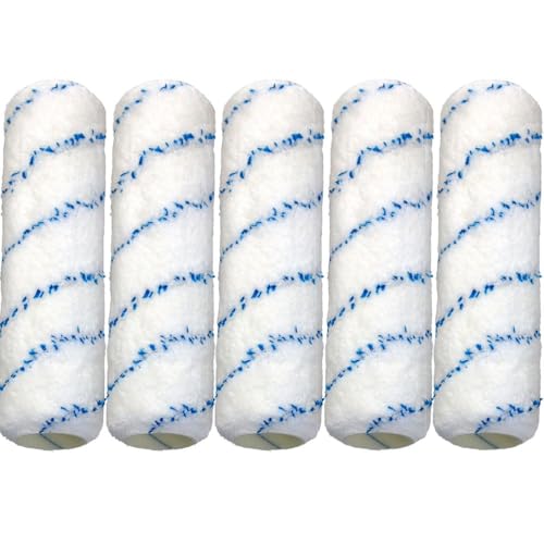 Paint Roller Brush Paint Roller Cover Microfibre for All Paints 230mm 9 Inch Paint Application Painting Supplies Wall Treatments DIY Tools (Color : 5 Pack roller cover)