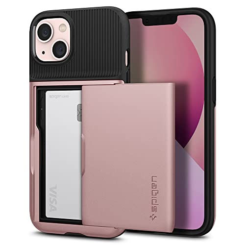 Spigen Slim Armor CS Hülle Kompatibel mit iPhone 13 Kartenfach -Rose Gold