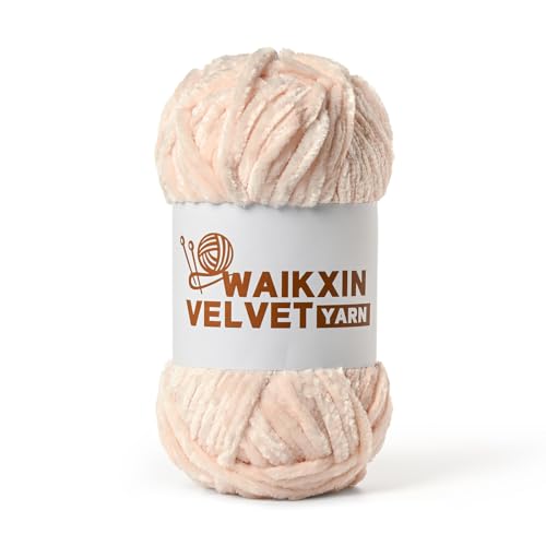Image of Chunky Chenille Yarn for Crocheting, Baby Yarn for Crocheting Soft, Plush Velvet Yarns, 100g (87.4 yds) Fluffy Yarn for Crochet Amigurumi (Pearl Pink)