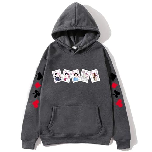 Sudadera con capucha de Alice in Borderland, diseño gráfico inspirado, estilo urbano de manga larga, gris oscuro, M