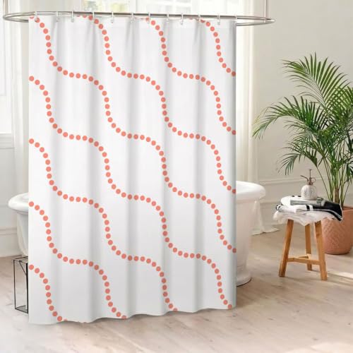 Rideau de douche 80x200 orange polyester imperméable avec anneaux