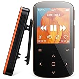 MP3 Player Bluetooth 5.0 Sport 32GB mit 1,5 Zoll TFT Farbbildschirm, Mini Musik Player mit Clip, mit Sprachaufzeichnung, E-Book, Schrittzähler (Kopfhörer, USB-Kabel im enthalten)